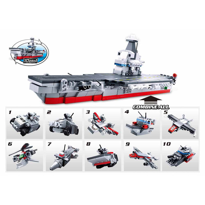 Military Aircraft Carrier Fighter 361PCS Bricks Airplan Carrier Model UK US Germany Figure B0662 Building Block Toys Toy For Kid